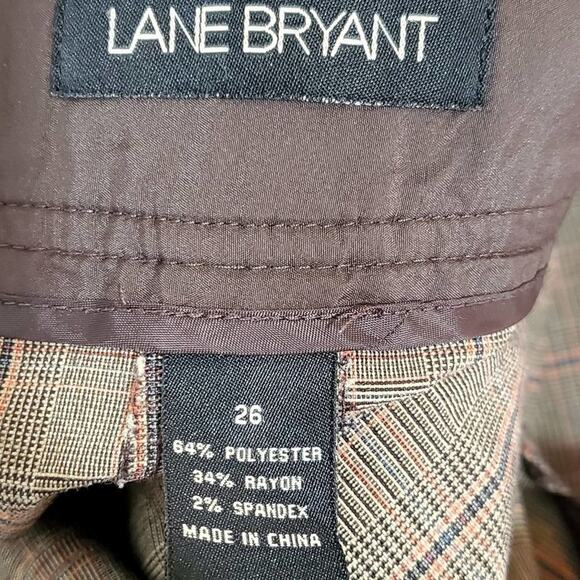 Lane Bryant Academia Pink Brown Plaid‎ wide leg capri Gaucho pants plus Size 26 - Picture 8 of 9